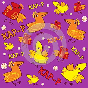 Pattern. Birds vector illustration cartoon. Funny deer tick yellow red orange cartoon.